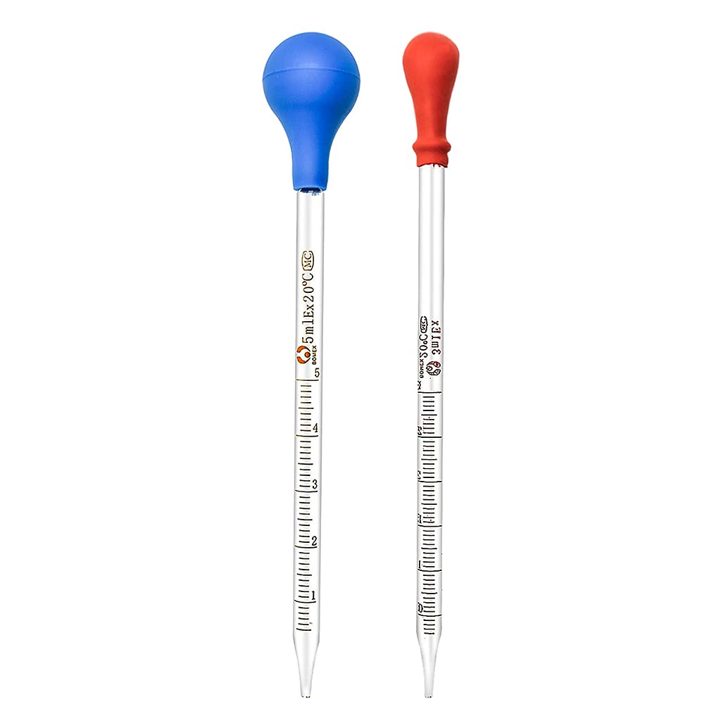 HEYXI Glass Pipettes Set Glass Graduated Dropper Pipette 0.5